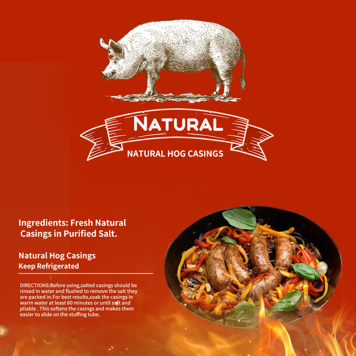Natrual Hog Casing For Sausage, 1 lb.Hog Casings for 70 lbs meat